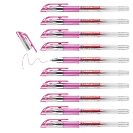 edding 2185 gel roller - pink metallic - box of 10 - 0.7 mm - gel pen for writing, drawing, colouring mandalas, bullet journals - glitter gel pen, colour gel pen