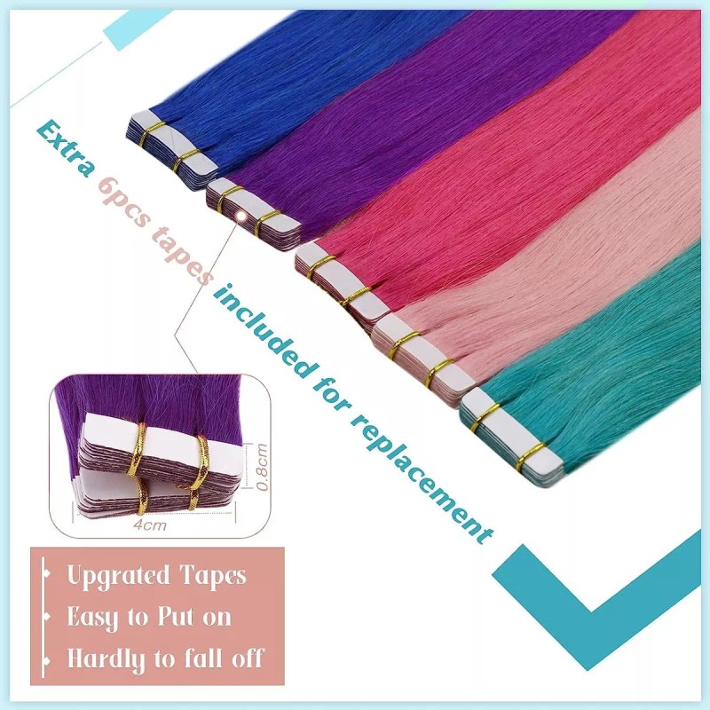 Runature Extensiones Cabello Humano 25gr 16in 10pz Púrpura