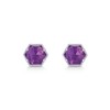 PAVOI Rhodium Plated Hexagon Amethyst Gemstone Stud Earrings for Women
