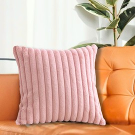 TUKUMO Fuwamoko Cushion Cover Scandinavian Stylish Cute Fur Faux Fur Fluffy Soft Fluffy Cushion Cover for Sofa Back Cover Decorative Pillowcase Cushion Cover (Pink, 17.7 x 17.7 inches (45 x 45 cm)