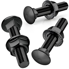 SWTYExt Pack of 25 Carriage Bolts M8 x 50 mm Carriage Bolts Stainless Steel 304 Flat Head Screws Black Oxide A2 with Flange Nuts M8 Nut DIN 6923 Gate Hinge Screws for Construction Industrial Machinery