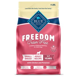 Blue Buffalo Freedom Grain-Free Small Breed Dry Dog Food, Supports High Energy Needs, Made in The USA with Natural Ingredients, Chicken & Potatoes, 4-lb Bag