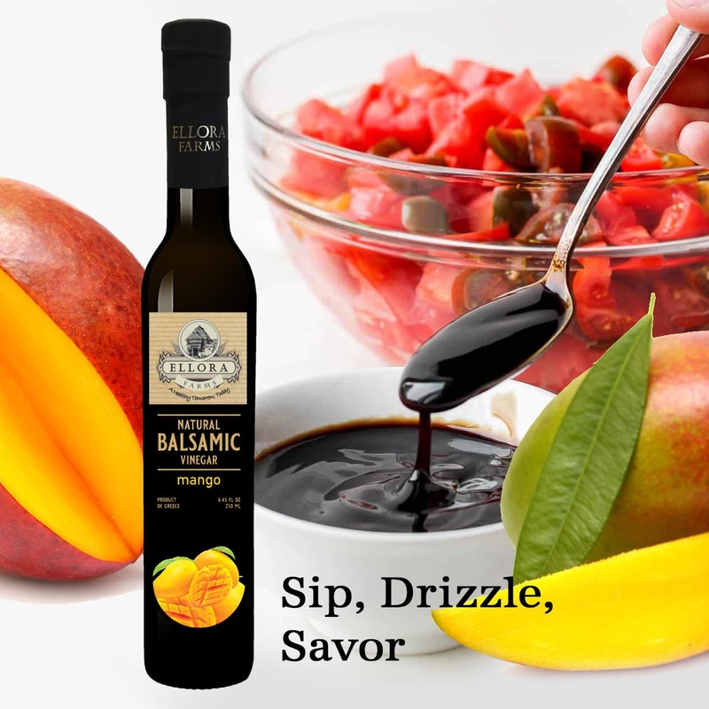 Ellora Farms, Mango fruit Infused Greek Balsamic Vinegar, thick and