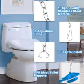 Toilet Flapper Chain 3Pcs Toilet Chain Toilet Handle Replacement Kit 9.5“ Stainless Steel Toilet Handle Chain with Hook Ring Universal Toilet Lift Chain Replacement Fits Most Toilet Flappers, Silver