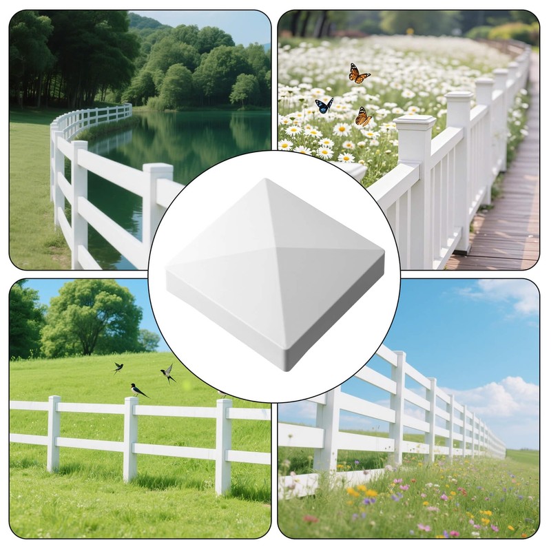 Qlvily 4 Pack 3.5 inch Vinyl Fence Post Caps, White