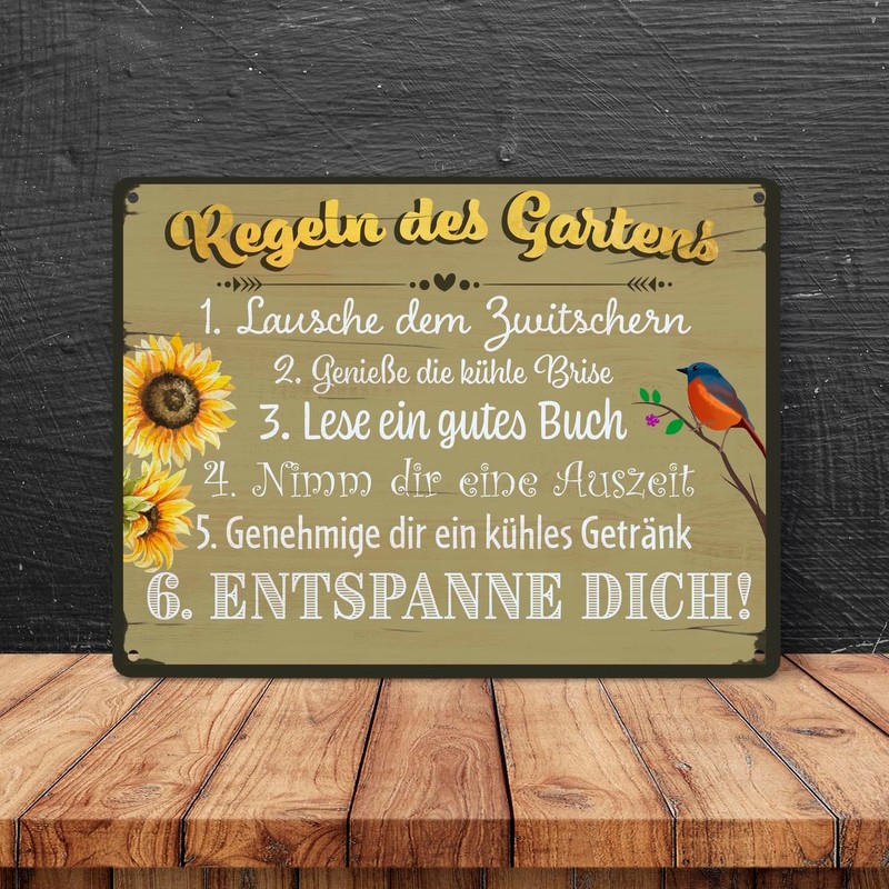 Rules of the Garden Rustic Style Metal Sign