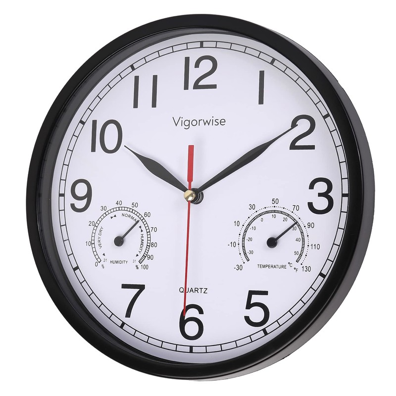 Vigorwise Wall Clock, Sweep Silent Movement Accurate Clocks with Temperature