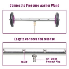 PWACCS Pressure Washer Undercarriage Cleaner – 16 Inch Power Washer Under Carriage Spray – High Pressure Washing Under Car Attachment with 3 Pcs Extension Wand – 4000 PSI