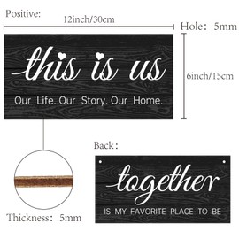 CREATCABIN This is Us Wood Sign Together is My Favorite Place to Be Sign Our Life Our Story Our Home Rustic Wall Decor Plaque with Jute Twine for Couple Bedroom Above Bed Wall Hanging Housewarming