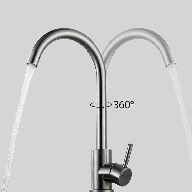 Etechydra Single Hole Brushed Nickel Stainless Steel High Arc Kitchen