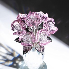 Kertari Crystal Flower, Artificial Flower, Interior, Mother's Day, Wedding Anniversary, Wife, Gift, Genuine K9, Rose Flower, Crystal, Never Wither, Rose Glasswork, Figurine, Birthday Gift, Women's