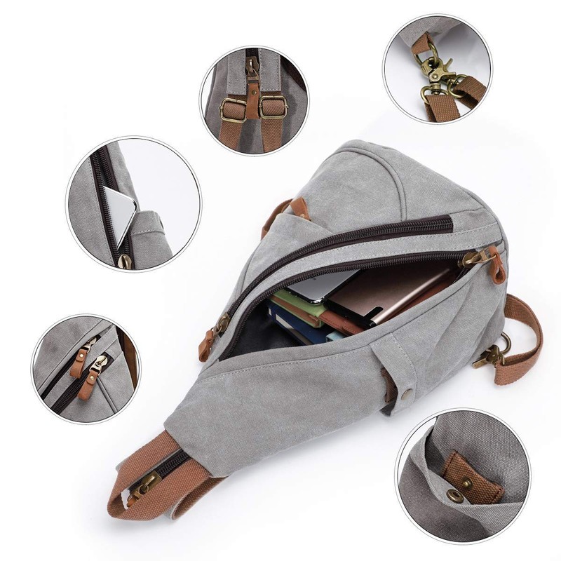 Canvas Sling Bag - Small Crossbody Backpack Shoulder Casual Daypack