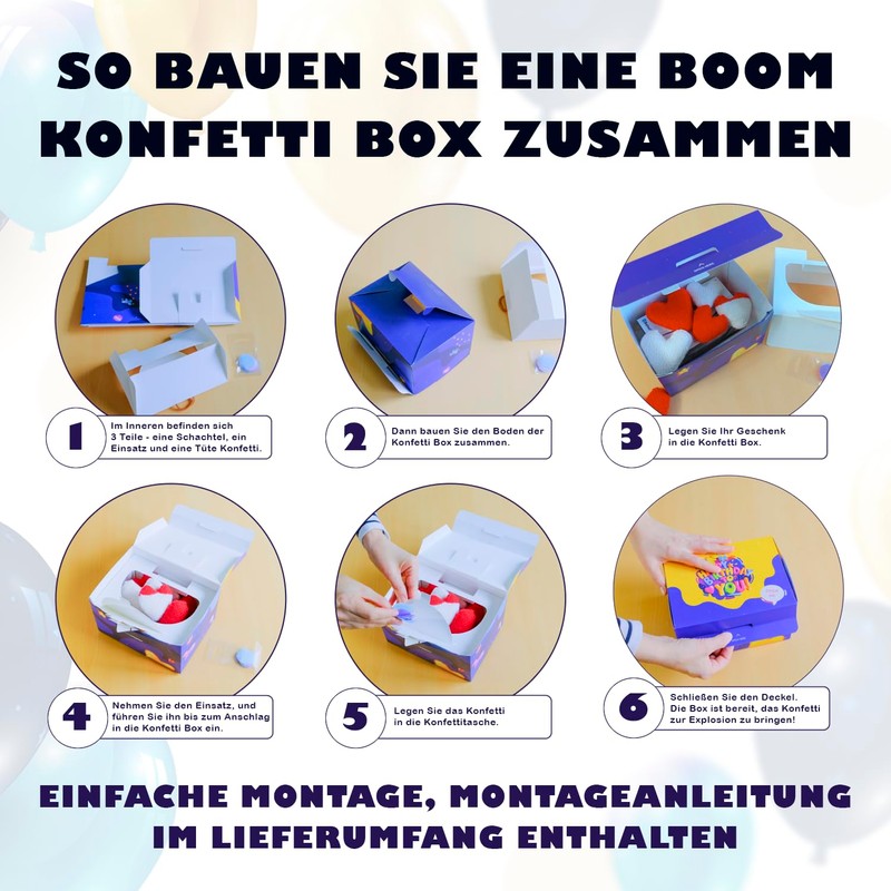 FETTIPOP Original Gift Box DIY Gift Boxes Exploding Confetti (Red)