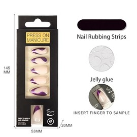 Hkanlre Uñas postizas almendradas brillantes, tamaño mediano, uñas postizas francesas para mujer, uñas naturales reutilizables con brillo.