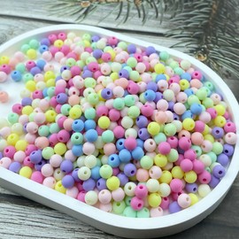 LIMAOLLY 800 Pieces 6mm Acrylic Round Pastel Candy Color Frosted Plastic Spacer Beads for Jewelry Making Earring Bracelet Necklace Home Decoration