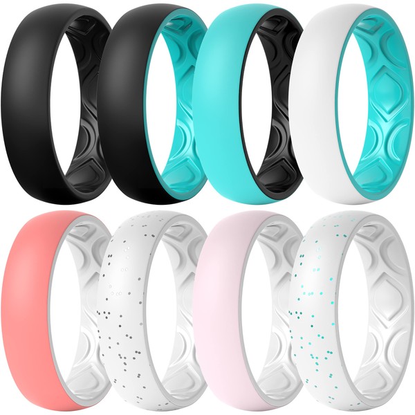 ThunderFit Silicone Wedding Bands for Women, Breathable 2 Layers 5.5mm