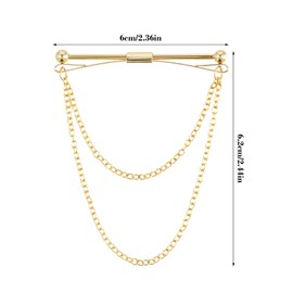 Amexo 3 Pieces Tie Collar Pin Collar Bar Pins Collar Bar with Chain Tie Pin Clip with Chain Men's Collar Clip Set with Chain Style Pin Chain for Valentine's Day Party Date Wedding, Iron, No Gemstone