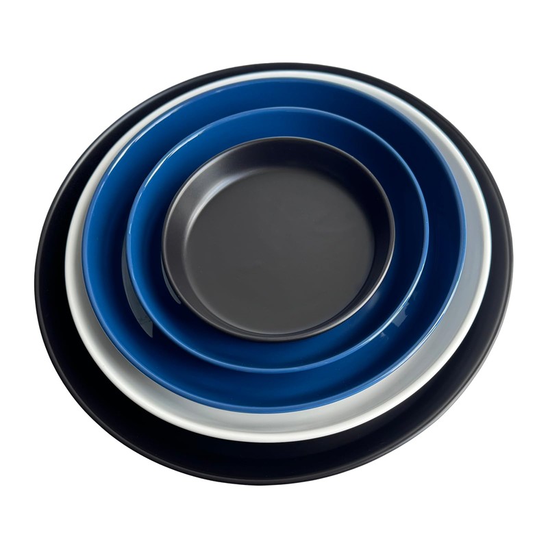 Plant Saucer Blue Ceramic Deep Pot Tray - 2 Pack