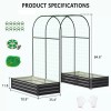 Docred Galvanized Raised Garden Bed Planter Box with Arch Trellis