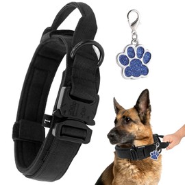 Dog Collar Adjustable Control Handle, Tactical Collar Dog with Robust Metal Buckle for Medium Large Dogs, Collars Wide 3.8 cm, Collar K9 Training Nylon XL, Black