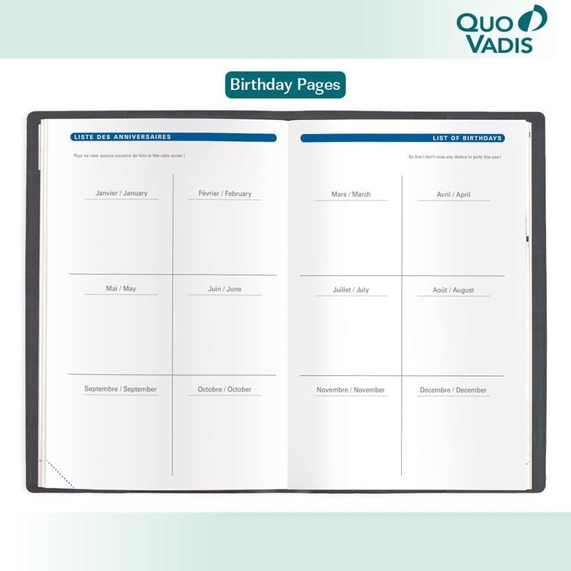 Quo Vadis 2026 Refill for Hebdo - Bi-Lingual (EN/FR) -