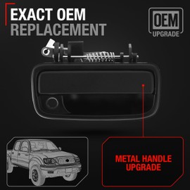 TRUBUILT1 AUTOMOTIVE Exterior Front Passenger Door Handle Replacement, Upgraded Metal - Compatible with 1995-2004 Toyota Tacoma - Textured Black - OEM 69210-35020, 91318, TO1311117