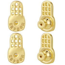 EBFDOH Earring Backs, Sturdy Mesh-Style Earring Backs Replacements for Droopy Ears Large Locking Earring Support Backings for Heavy Earrings Big Earring Lifter Backers for Studs, 18K Gold