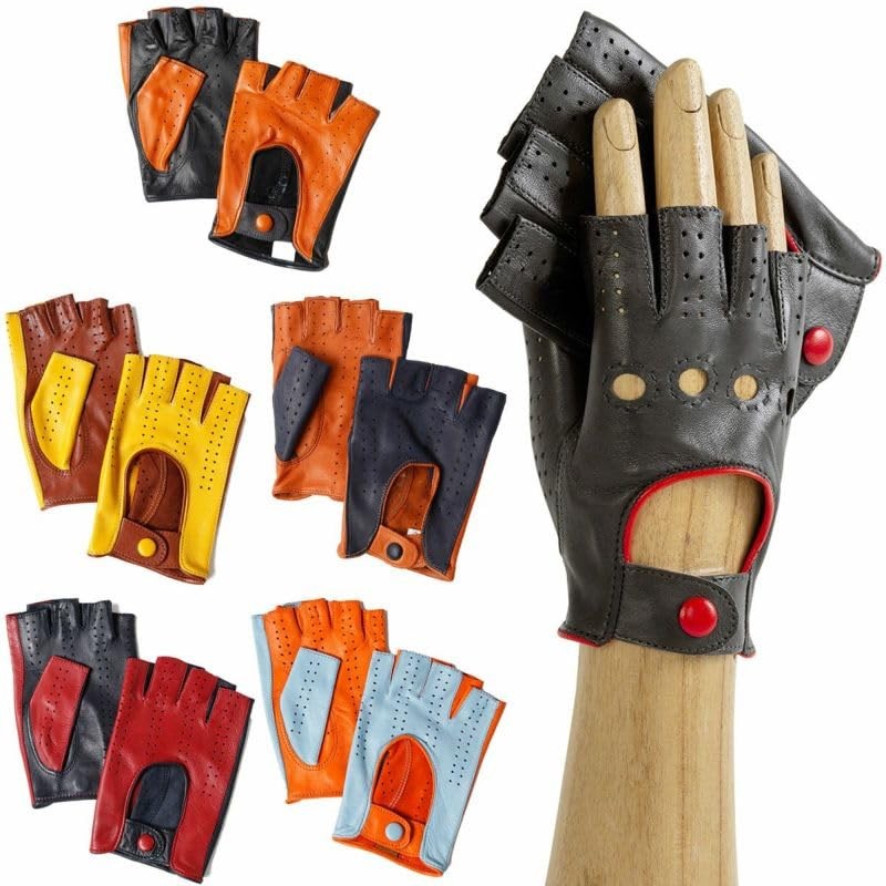 ACABA Bikolore Driving Gloves, HB MITAINE BICOLORE Lamb Leather, Made