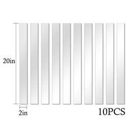 WUTAOBON Mirror Tiles, 2''x20''Mirror Tiles Self Adhesive Stripe Wall Mirror Stickers (Not Glass) Removable Long Acrylic Frameless Mirror Sheets for Home Living Room Bedroom DIY Decor (10Pcs)
