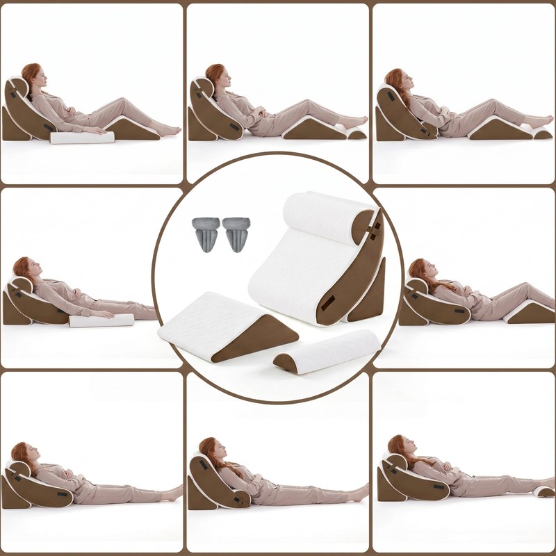 5PCS Wedge Pillow Set for After Surgery,Bed Pillow for Sleeping