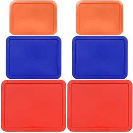 3, 6 & 11 Cup Orange, Blue, Red Replacement Lids/Covers for Pyrex, Anchor Hocking & KlareWare Storage Bowls *Lids Only Glass Container Not Included* (6 Pack *Two of Each Size*)