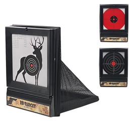 Airsoft/BBS Pellet Trap Mesh Pellet Trap with Yellow Metal Spinner Target Inside Comes with 30 Pcs Paper Target, Black