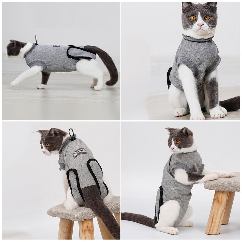 MIGHTYDUTY Cat Postoperative Clothes, 100% Cotton Material, Comfortable, Licking Prevention,