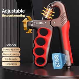 Adjustable Hand Grip Strengthener 11-220Lbs/100KG with Auto Counter - Forearm & Finger Exerciser for Strength Training, Recovery, Gym & Home Use