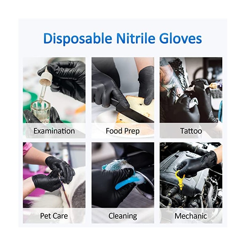 UK BEST BRANDS (100) Black Nitrile Disposable Gloves (extra large)