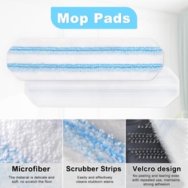 Mop Replacement Pads for OCedar H2prO Flat Mop System, 3 Pack Mop Pads for Ocedar H2prO Flat Mop, Machine Washable and Reusable Microfiber Mop Heads Replacements, Mop Refills Safe on Various Floors