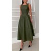 CHARTOU Women PU Faux Leather Sleeveless Elegant Flowy Long Dress