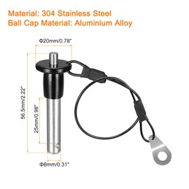 sourcing map Ball Locking Pins, 304 Stainless Steel Grip Push-Button Locking Quick Release Pin with 24cm Wire (8mm-25mm)