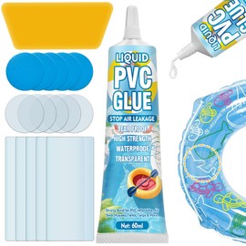 Air Mattress Patch Kit, Pool Patch Repair Kit, Waterproof & High Strength Vinyl PVC Glue for Inflatable Toys, Hot Tub, PVC Boat, Tent, Bounce House (60 ML)