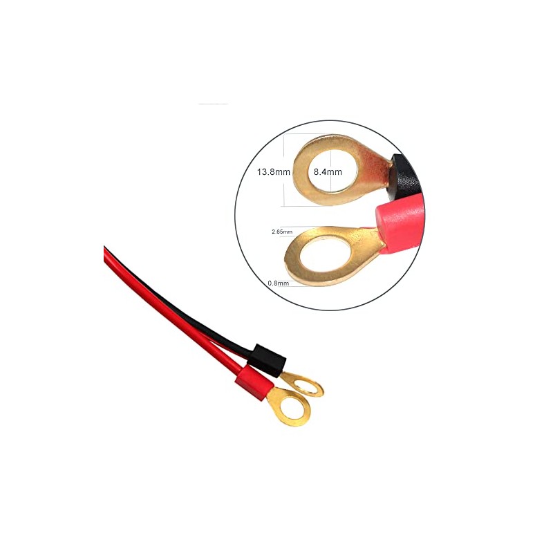 12V-24V Eylet O terminals to Alligator Clip Cable Power 16AWG