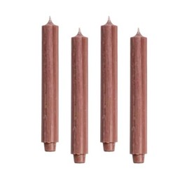 ukiyo Pack of 4 Rustic Taper Candles, Height: 30 cm, Diameter: 3.2 cm, Burning Time for 21 Hours, Thick Candles, Dinner Candles, Table Candles, Church Candles, Colour: Antique Pink