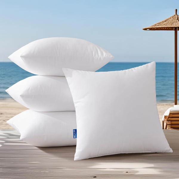 MIULEE 18x18 Outdoor Pillows,Set of 4 Throw Pillows Waterproof,Soft Support