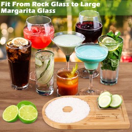 MOTAWEEK Margarita Salt Rimmer Set - Bamboo Salt Rimmer for Cocktails, Sugar and Salt Rimmer for up to 5.5" Rims, Margarita Rimmer Set w/Bowl & Room, Bartender Accessories for Cocktail and Margarita