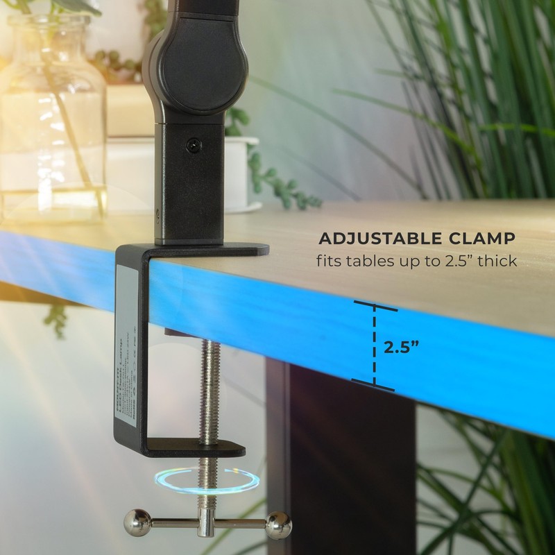 Mount-It! LED Desk Lamp with Adjustable Swing Arms and Clamp
