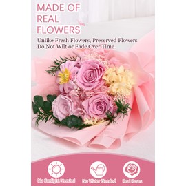 Yastouay Preserved Fresh Flowers for Delivery, Real Forever Flowers Fresh Bouquet with Gifts Box, Mothers Day Flowers for Mom, Birthday Gifts for Women Her