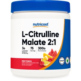 Nutricost Nutricost L-Citrulline Malate 2:1 (300g) Fruit Punch - Workout Support, Muscle Performance, Nitric Oxide Booster - Fitness Supplement Powder, 75 Servings