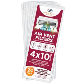 NORTHWEST ENTERPRISES Vent Filters, 24 Floor Vent Register Filters - 4"x10", 90 Day Filtration.
