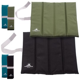 2 x Outdoor World Folding Sit Mat - Portable Seat Pad - Lightweight Sitting Cushion for Hiking Camping Park Picnic Fishing Beach Playground Insulated, Waterproof, Moisture-proof (1 x Black, 1 x Olive)