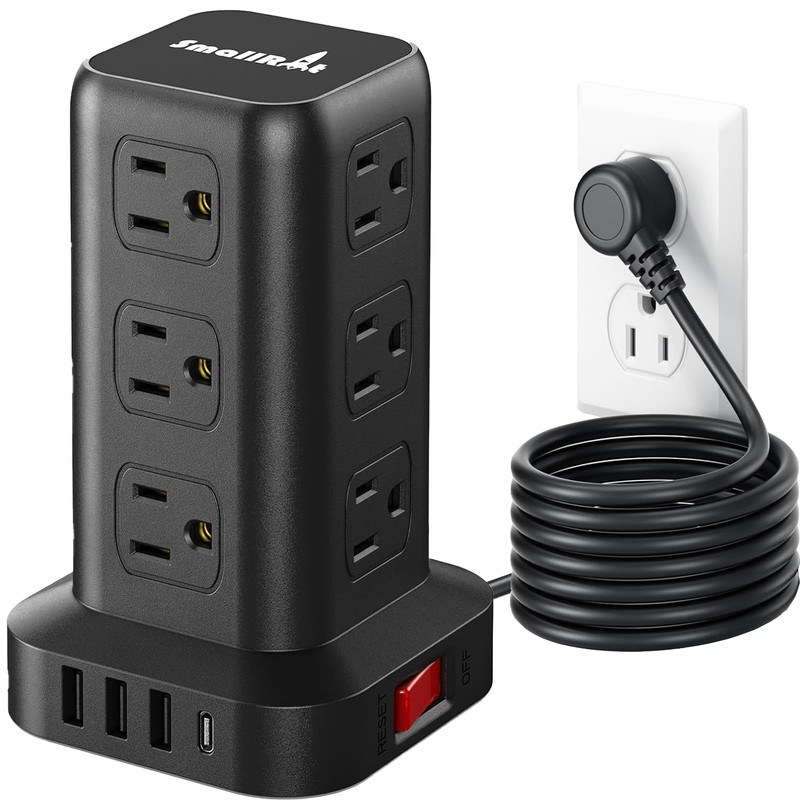 SMALLRT Regleta Torre Multicontacto, Extension Electrica USB C, Conector Multiple