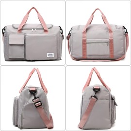 Travel Bag 35L with Shoe Compartment and Wet Compartment Foldable Weekender Travel Bag Gym Travel Bag Hand Luggage for Men and Women, black, Travel handbag